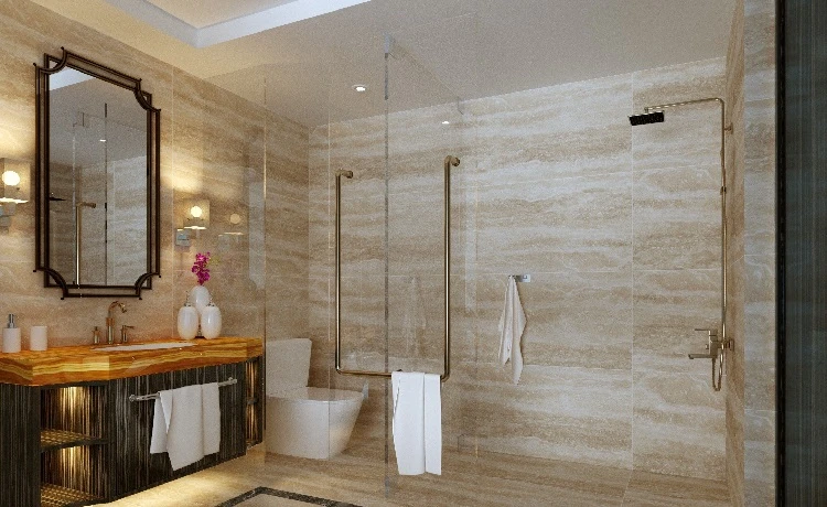 Mẫu gạch ốp tường 60x120 giả đá travertine