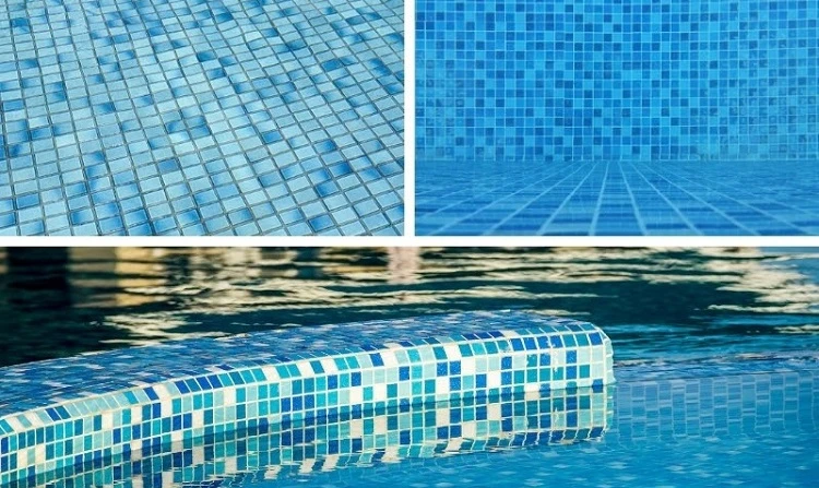 Mẫu gạch ốp lát bể bơi mosaic xanh dương