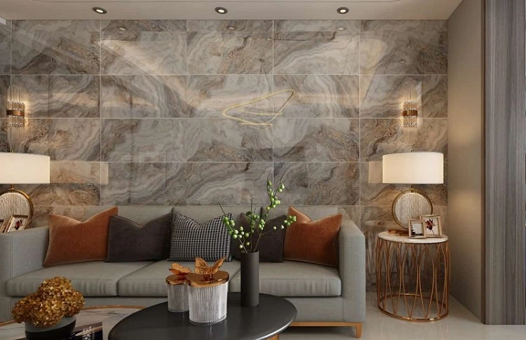 Mẫu gạch ốp tường 40x80 giả đá marble