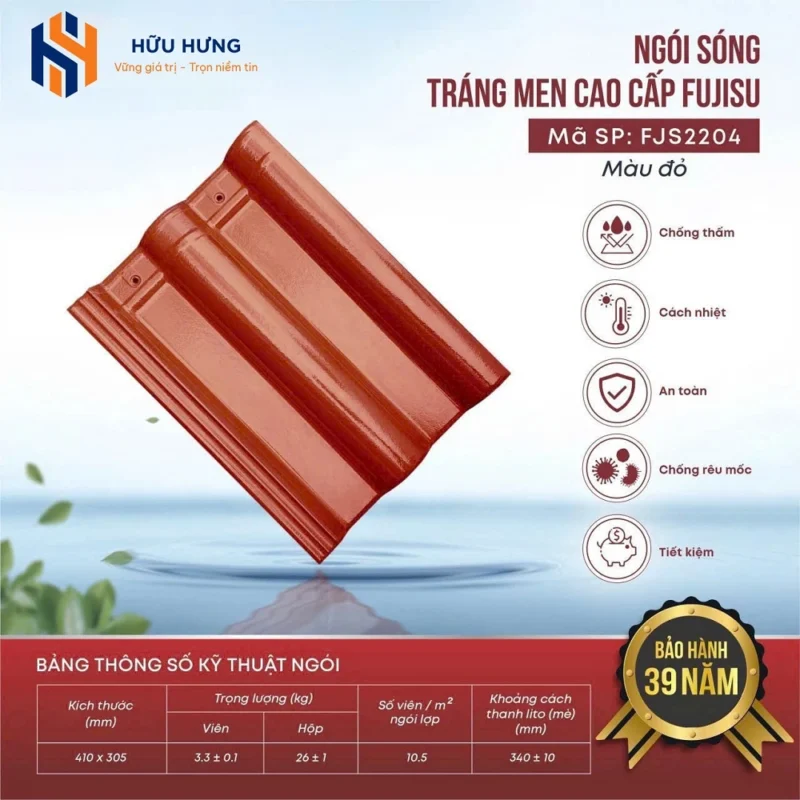 Ngói sóng Fujisu màu đỏ | Mã:FJS2204