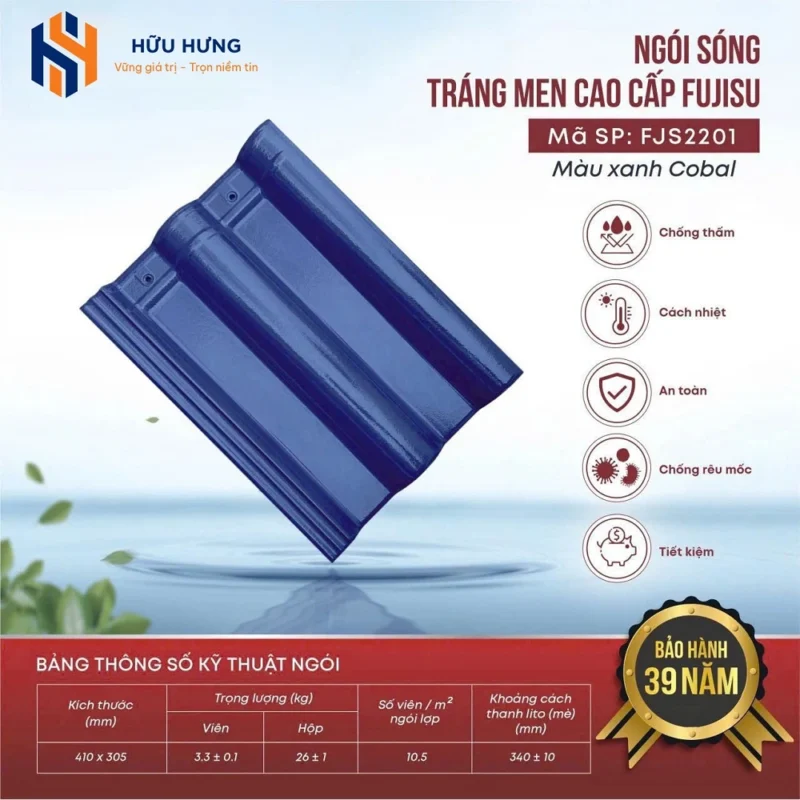Ngói sóng Fujisu màu xanh Cobal | Mã:FJS2201