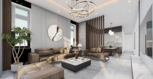 Phối màu gạch lát nền với tường giúp tăng khả năng phản xạ ánh sáng