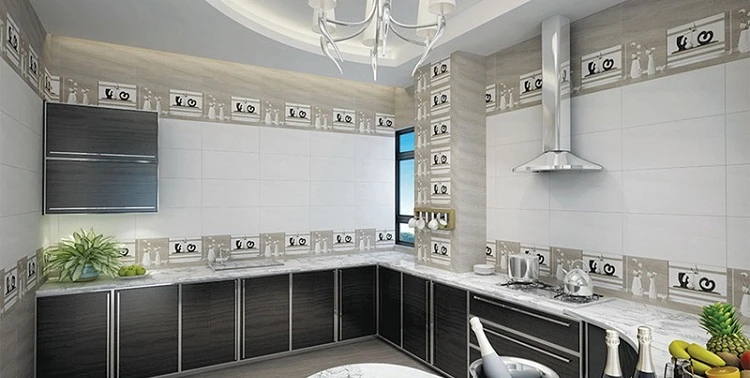 Ứng dụng gạch 60x120 ốp tường phòng bếp