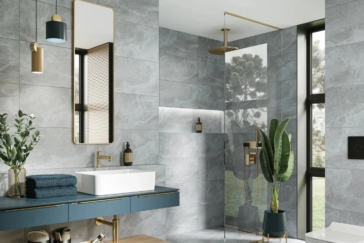 Ứng dụng gạch 60x120 ốp tường phòng tắm