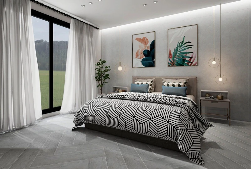 Chọn gạch lát nền nhám cho phòng ngủ để tăng cảm giác ấm áp