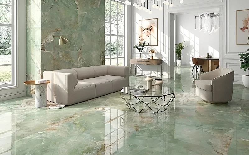 Gạch lát nền họa tiết vân mây cho phòng khách