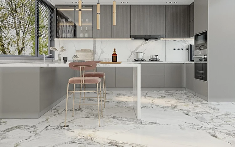 Mẫu gạch Ceramic lát nền nhà bếp đẹp