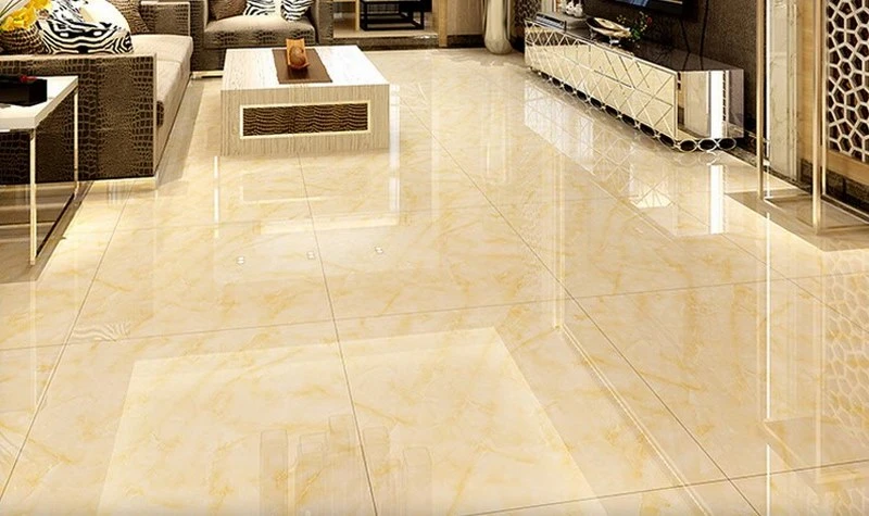 Mẫu gạch lát nền màu vàng có họa tiết vân mây