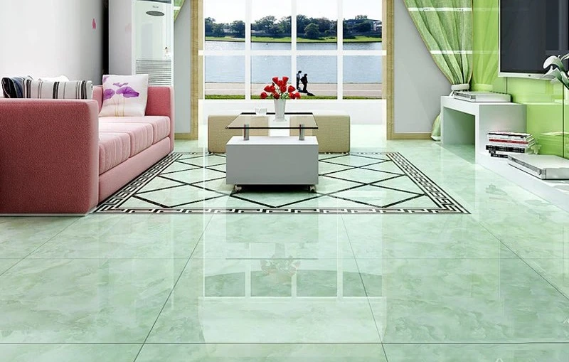 Mẫu gạch lát nền màu xanh có họa tiết vân mây