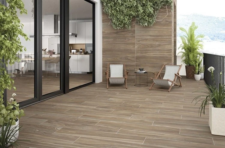 Mẫu gạch ốp lát ban công giả vân gỗ