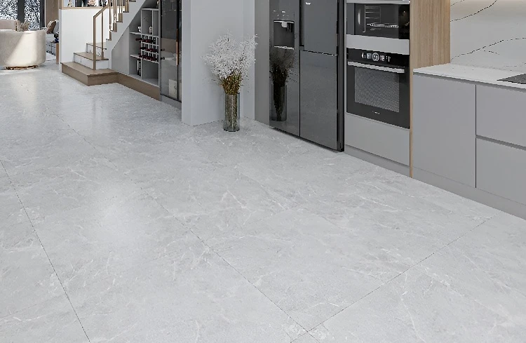 Mẫu gạch vân đá tự nhiên lát nền nhà bếp